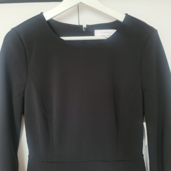 NWT Lark & Ro Solid Black Midi Dress Size 6 - Picture 2 of 11